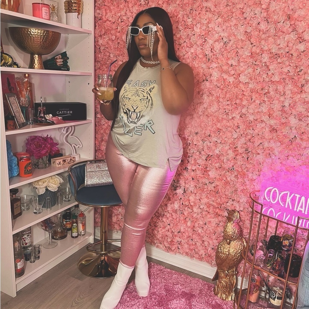 Pink Metallic Pants - Picture 1 of 1